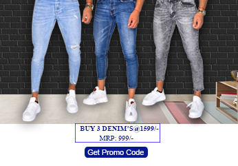  Buy 3 denim jeans @1599 Mrp 999/-